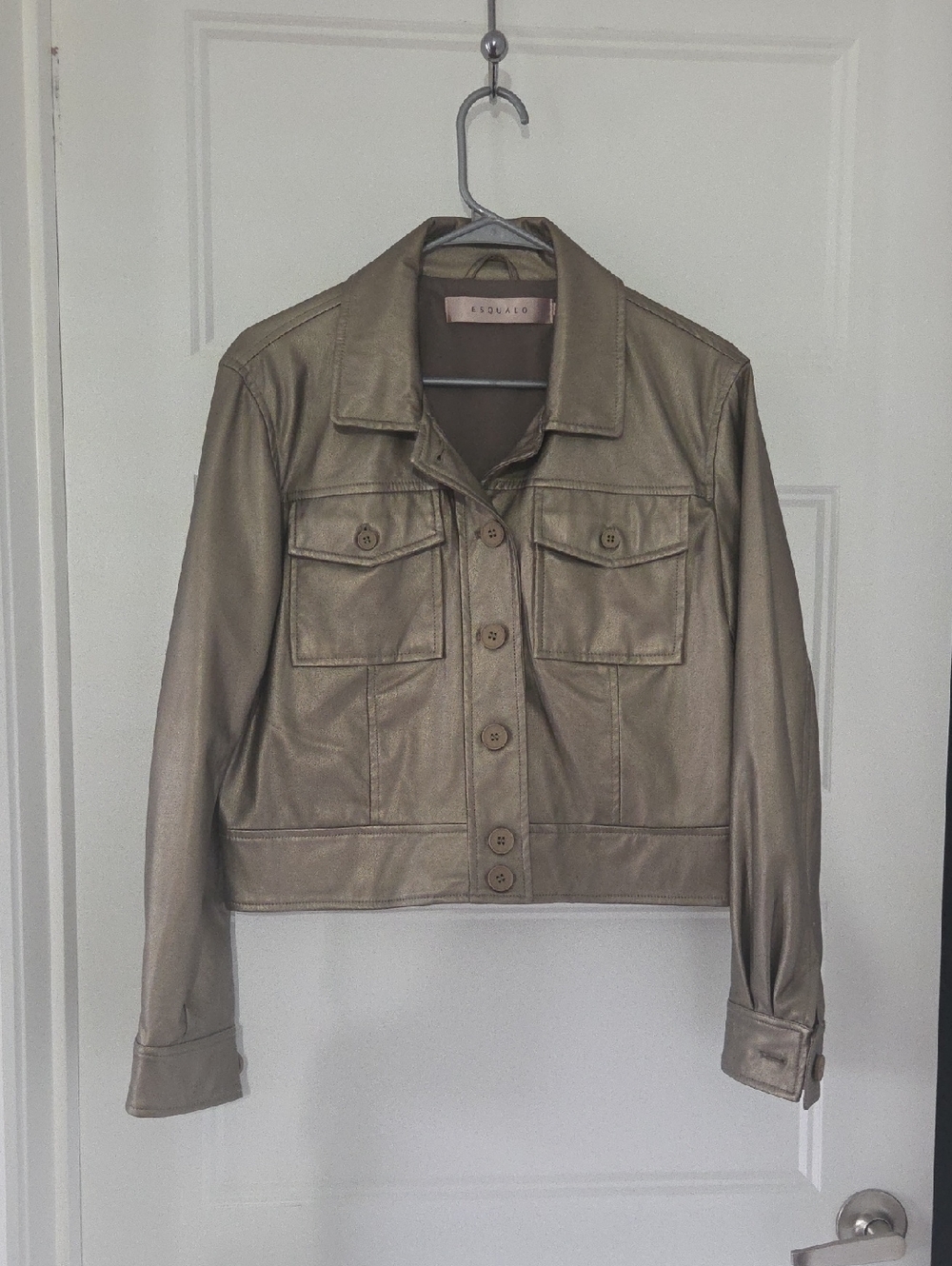 Esqualo Faux Leather Gold Metallic Jacket